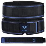 XTRIM 4 Inches Unisex Weightlifting Gym Belt with PU-Foam Padded Comfort For Fitness Workout, Moisture Wicking Lining, Washable Fabric, Hook & Loop Closure (Navy, XL)