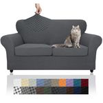 YEMYHOM Latest Checkered 3 Pieces Couch Covers for 2 Cushion Couch High Stretch Thickened Love Seat Sofa Cover for Dogs Pets Anti Slip Elastic Loveseat Slipcover Protector (Loveseat, Dark Gray)