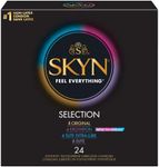 Skyn Selection Non-Latex Condoms - 24 Count - NEW Variety Pack - Skyn Elite, Extra Lube, Excitation & Original