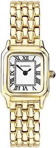 Sekonda 40144 Damen-Armbanduhr, analog, achteckig, goldfarben, weißes Zifferblatt mit römischen Ziffern, Gold, Armband