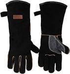 Upgrade KIM YUAN Extreme Heat & Fire Resistant Gloves Leather with Kevlar Stitching,Mitts Perfect for Fireplace, Stove, Oven, Grill, Welding, BBQ, Mig, Pot Holder, 16in up to 932 °F