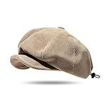 Croogo Flat Caps Snap Front Newsboy Ivy Cap Cabbie Driving Hat Octagonal Golf Beret Hat Scally Hats Baker Boy Hat,Khaki-BL45