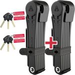 Foldylock Elite Folding Bike Locks - Set of 2 Matching Bicycle Locks with 6 Identical Keys - Patented Highest Security 18/18 Sold Secure Gold Heavy Duty Anti Theft for City and E-Bikes - 43.3 in