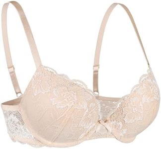 HACI Padded Push Up Everyday Bra, Beige, 36C