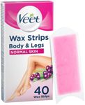 Veet Easy Gelwax Wax Strips Hair Removal for Normal Skin, 40 pack