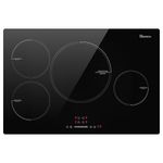 Induction Cooktop 30 Inch,4 Burner Electric Stove with Power Boost Smooth Surface Ceramic Glass,Black,220-240V,Shutdown,Timer,Pause,Child Lock,Drop-in,Hot Plate Cooktop,Electric Induction Burner,7200W