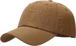 Malaxlx Brown Waterproof Baseball Cap for Men Women Breathable UPF50+ Sport Outdoor Caps Quick Dry Adjustable Rain Hat