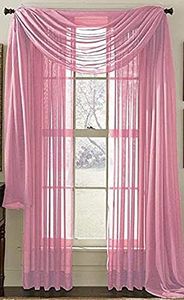 Sapphire Home Pink Sheer Curtains - 2 Panels Set, 54" x 108", Transparent, Light Filtering Privacy Voile Drapes, Sheer Window Curtains for Living Room, Bedroom, Kitchen, Dining Room - Pink