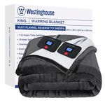 Westinghouse Electric Blanket Heated Blanket | 10 Heating Levels & 1 to 12 Hours Heating Time Settings | Flannel to Sherpa Reversible 90x100 King Size | Machine Washable, Charcoal