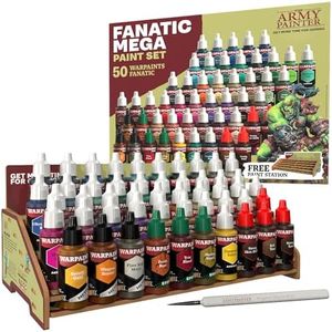 The Army Painter Warpaints Fanatic: Mega Set, 50 Paints: 36 Acrylic Colours, 4 Skin Tones, 3 Metallics, 3 Effects, and 4 Washes