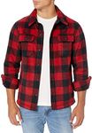 Amazon Essentials Men's Long-Sleeve Polar Fleece Shirt Jacket, Red Buffalo Check, Large