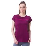 berge' Ladies Polyester Dry Fit Western Slim Fit Shirts & Slim Fit T-Shirt For Women, Quick Drying & Breathable Fabric, Gym Wear Tees & Workout Tops (Wine Colour) L