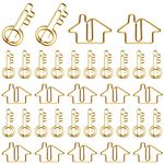 102 Pack Clips Office Supplies 50 Pcs House Shaped Paper Clips 50 Pcs Key Shaped Wire Paper Clip with 2 Pcs Clear Storage Box Real Estate Supplies for Agent Office Home Classroom Desk Accessories Gift