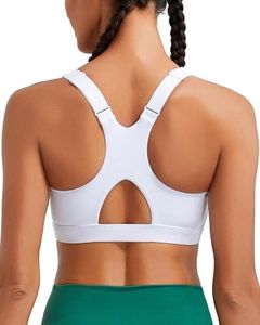 RUNNING GIRL High Impact Sports Bras for Women, Racerback Adjustable Straps Sports Bras for Women with Sewn in Pads(EU_WX3106_White_M)