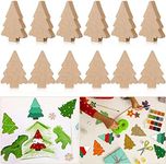 12 Pcs Christmas Wooden Cutouts Thicken Christmas Wood Signs Unfinished Wood Craft Angel Snowflake Christmas Tree Snowman Elk Gingerbread Man DIY Centerpiece for Winter Home Decor(Christmas Tree)