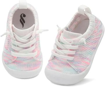 JIASUQI Toddler Shoes for Boys Girls Socks Shoes for Infant Baby Shoes Slip on Colorful White 12-18 Months
