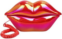 Upgraded Corded Landline Phones for Home, TelPal Funny Novelty Lip Phone Gift, Wired Mouth Telephone Cartoon Shaped Real Landline Home Office Telephones Furniture Decor (Red)