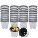 Plastic Plant Pot 100 Pack Flower Nursery Pots Starter Pot for Little Garden Plant Growing Pots to Repot Succulents and Small Plants (White)