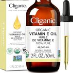 Cliganic Organic Pure Vitamin E Oil (2oz) for Skin, Hair & Face - 46,000 IU