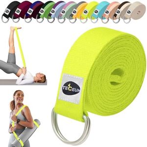 TECEUM Yoga Strap & Mat Strap – 2 IN 1 – Cotton – 6 ft 8 ft 10 ft (30+ colors) – Adjustable Non-Slip Belt for Yoga, Pilates, Stretching, Physiotherapy, Fitness & Home Workout – For Carrying Mats