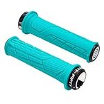 FIFTY-FIFTY Mountain Bike Handlebar Grips, Single Lock-on MTB Grips, Comfortable Bicycle Locking Grips, Non-Slip MTB Handle Grips for All Mountain, Enduro, Downhill (Turquoise)