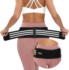 Sacroiliac SI Joint Hip Belt for Women Men-Alleviate Sciatica|Pelvic|Back|Lower Back Support, Pelvic Support Belt, Adjustable Sciatica Lumbar Pain Relief, Trochanter Belt(Black,M,Hip Size 32‘’-47‘’)