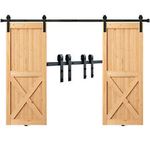 VEVOR 8FT Sliding Barn Door Hardware Closet Track Kit for Double Doors J Hanger