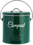 Innoteck Essentials Compost Bucket - 3 Litre Kitchen Composting Bucket - Charcoal Filters and Lid for Indoor Organic Food Waste Recycling - Metal Kitchen Compost Bin - Glossy Green