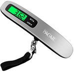 BAGAIL Digital Luggage Scale, Hanging Baggage Scale with Backlit LCD Display, Travel Weight Scale, Portable Suitcase Weighing Scale with Hook, 110lb/50kg Capacity, Battery Included - Silver