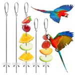 LELE LIFE 5Pcs Bird Cage Food Holder, Hanging Parrot Fruit Vegetable Skewer, Stainless Steel Bird Foraging Toys Bird Cage Feeder for Parakeet Budgie Bird Cage Accessories