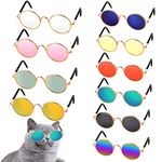 10 Pcs Pet Sunglasses Round Metal, Pet Sunglasses Classic Retro, Pet Sunglasses Dog Cat Cosplay Party Costume Photo Props for Cats and Small to Medium Sized Dogs