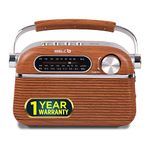 iBELL FM700BT Portable FM Radio with Bluetooth Speaker, USB, SD Slot, MP3 Player & Dynamic Speaker 3 Band (Brown)