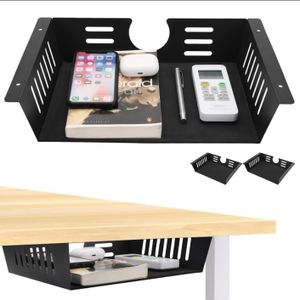 2 Pack Under Desk Shelf - Under Desk Storage Shelf Metals,Under Desk Organizer - Black Under Shelf Storage for Office Tables & Workstations