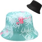 Malaxlx Flamingo Green Bucket Hat Beach Sun Hat Fishing Hat for Women Men, Outdoor Travel Reversible Double Side Wear Fisherman Hat