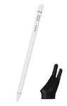 SEIBEN Universal Stylus Pen Compatible with iOS &Android Enabled Devices, High Precision & Sensitivity,Rechargeable Stylus Works with All The mobiles/Tabs Free Glove Inside The Box., White