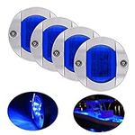 Bkinsety 4 Pack LED Boat Light 12V Round Marine Lamp LED Transom Mount Light for Boat Deck (Blue)