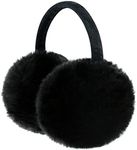 FSTEOE Winter Ear Muffs Women Warm Earmuffs Girls Ear Warmer Soft Plush Outdoor Plush Adjustable Ear Cover (Black)