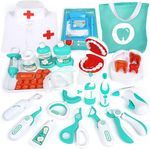 Sanlebi Kids Dentist Play Set, 30pcs Dentist Toys for Kids, Doctors Kit Doctors Set for Kids, Childrens Dentist Game Doctors Play Set, Role Play Toys Educational Toys for 3 4 5 6 Year Old Boys Girls