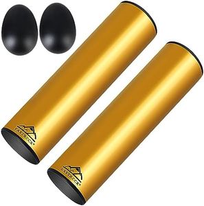 EASTROCK Stainless Steel Cylinder Shaker Percussion Instrument 2pcs Rhythm Latin Percussion with 2 Egg Shakers for Professional Band Accompaniment (Gold)