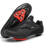 Unisex Cycling Shoes Compatible with Peloton Shoes Indoor Road Bike Riding Shoes for Men and Women Pre-Installed with Delta Cleats Clip Outdoor Pedal, Black, 7.5 Women/5.5 Men