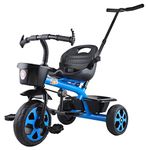 Toyzoy Pluto Kids Trike|Tricycle with Parental Push Handle for Kids|Boys|Girls Age Group 2 to 5 Years, TZ-548 (Black & Blue)