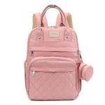 House of Quirk Diaper Bag Maternity Backpack, Baby Girl Boy Diaper Bag for Dad Mom with Pacifier Case, Unisex Large Diaper Bag for Travel (Duhoi Pink)