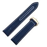 EEOMOiK For Omega Strap Seamaster 300 AT150 Fabric Leather AQUA TERRA 150 Watchband Deployment Buckle 20mm 22mm Nylon Canvas Watch Band (Color : Blue Gold Buckle, Size : 20mm)