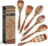 Wooden Spoons for Cooking, WOSPONFAN Kitchen Utensils Set, Pakkawood Kitchen Cooking Utensils Set, Apartment Essentials Wood Serving Spatula spoon, Salad Tongs, Home & kitchen Gift for Women