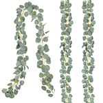 Artiflr 3Pack Artificial Eucalyptus Garland, 6 ft Faux Silk Eucalyptus Leaves Vines Handmade Garland Greenery Wedding Backdrop Arch Wall Decor