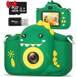 Hangrui Kids Camera, 20MP Kids Digital Dual Lens Camera with Silicone Case 2.0 Inch IPS Screen 1080P Video Camcorder, 32GB SD Card,Shockproof Childrens Camera Toy for Boys & Girls Age 3-12(Green)