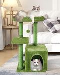 FISH&NAP Cute Cat Tree Kitten Cat Tower for Indoor Cat Condo Sisal Scratching Posts with Jump Platform Cat Furniture Activity Center Play House Green