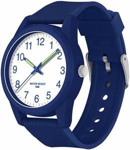 TENOCK Kids Analog Watches for Boys 50M Waterproof Kids Watches Learning Time Children Watch Easy to Read Great Birthday Gifts for Ages 4-12 Kids Blue