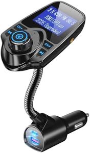 Nulaxy 2026 KM18 Upgraded 48W Bluetooth 5.4 Car FM Transmitter, Fast Charging PD30W+QC3.0 18W, 1.44" Screen Flexible Gooseneck, Radio Adapter for Hands-Free Call & Music via BT/FM/AUX/TF, Cars Trucks