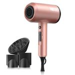 SHRATE Ionic Hair Dryer, Professional Salon Negative Ions Christmas Hair Blow Dryer,Powerful 1800W for Fast Drying with 3 Heating / 2 Speed/Cool Button, Constant Temperature Hair Care Without Damaging Hair Gold